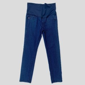 Maternal America Maternity Denim Legging Jeans Polka Dot Blue Size S
